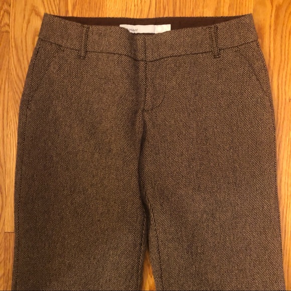 Old Navy Brown Herringbone Wool Heavy Thick Wide Leg Bootcut Pants 1 Short - Picture 3 of 4
